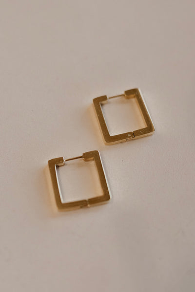Gold Square Hoops